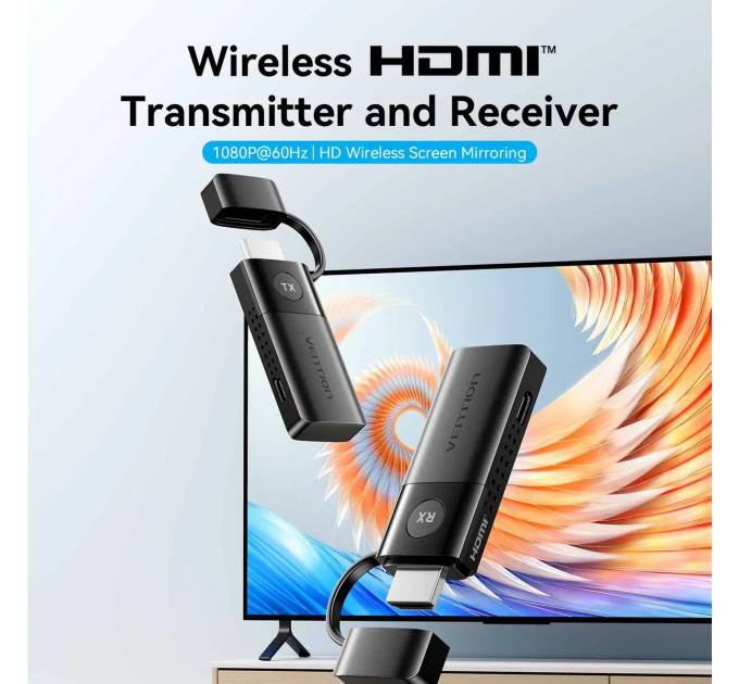 Vention Комплект бездротовий HDMI передавач + приймач, 1080P60Гц, 5GHz, до 50м Vention