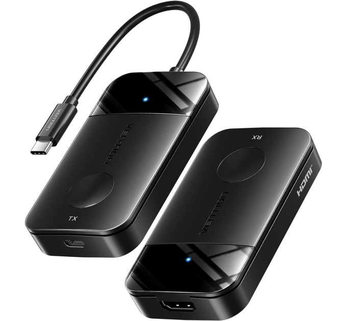 Vention Комплект USB-C М --> HDMI бездротовий передавач + приймач, 4K30Гц, 5GHz, до 50м, 60W PD Vention