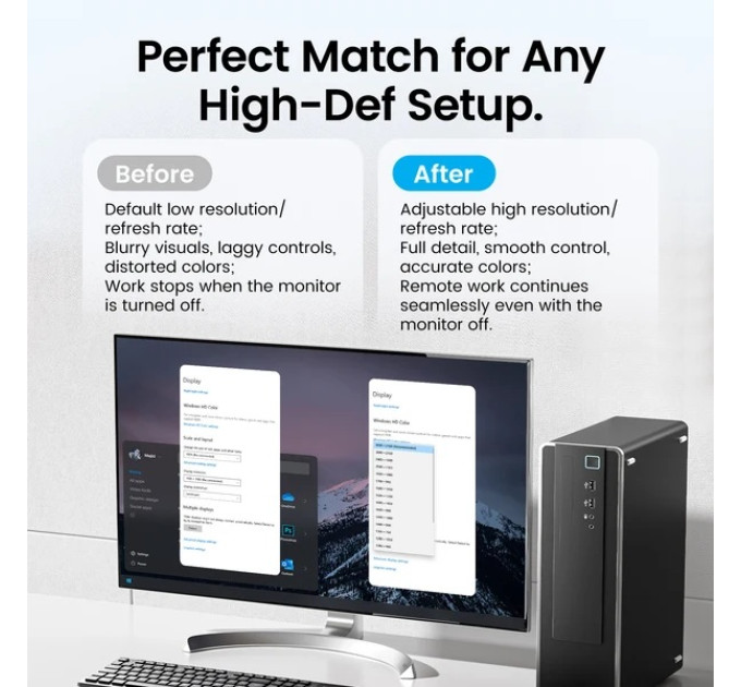 Vention Перехідник - емулятор DisplayPort M  4K 17Гц, Aluminium alloy, голубий, Vention