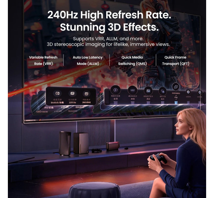 Vention Кабель HDMI M - M, 50.0м, V2.1, Optical 8K 60Гц 48Gbps Aluminum Alloy, сірий Vention