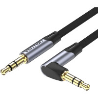 Кабель AUX Audio TRS M/M, кут 90°, 0.05м сірий, Aluminum Alloy Vention