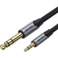 Vention Кабель AUX Audio TRS M-M 3.5мм-6,35мм, 3.0м, сірий, Aluminum Alloy, Vention