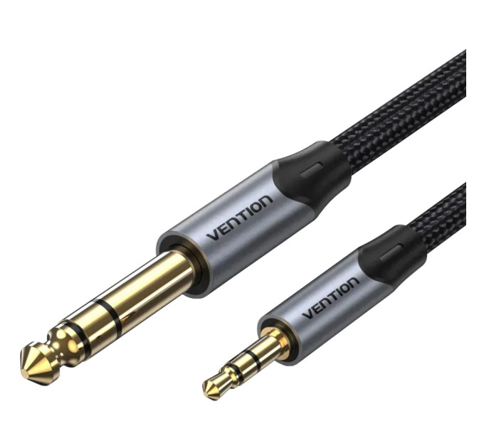Vention Кабель AUX Audio TRS M-M 3.5мм-6,35мм, 3.0м, сірий, Aluminum Alloy, Vention