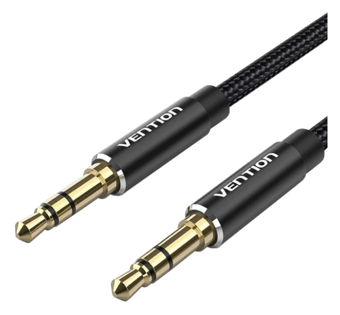Vention Кабель AUX Audio TRS M/M, 1.5м, чорний, обплетення, Vention
