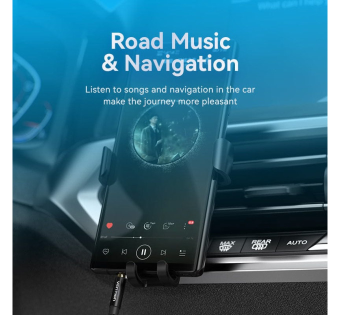 Vention Кабель AUX Audio TRS M/M, 2.0м, сірий, обплетення, Vention