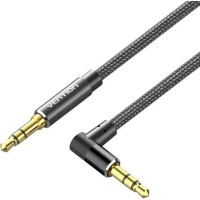 Кабель AUX Audio TRS M/M, кут 90°, 0.5м, Nylon Braided, чорний, Vention