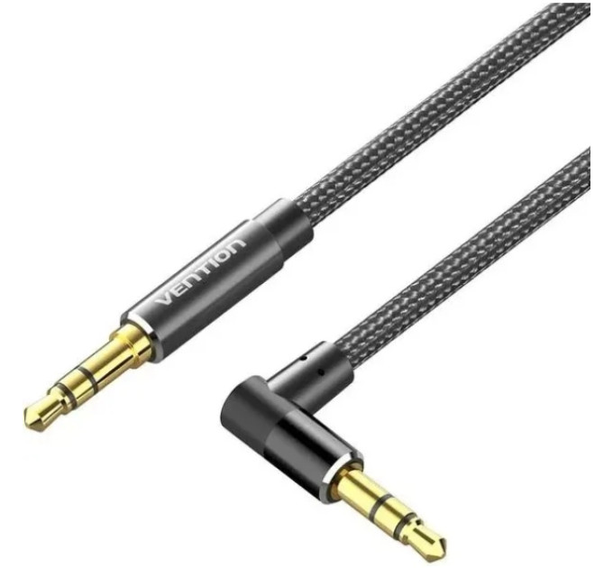 Vention Кабель AUX Audio TRS M/M, кут 90°, 1.5м, Nylon Braided, чорний, Vention