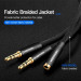 Vention Перехідник Audio Jack TRS F -> 2xM, 1.0м, Cotton braided чорний Vention