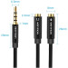 Vention Перехідник Audio Jack TRS M -> 2xF, 1.0м, Cotton braided, чорний,  Vention