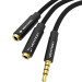 Vention Перехідник Audio Jack TRS M -> 2xF, 1.0м, Cotton braided, чорний,  Vention