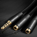 Vention Перехідник Audio Jack TRS M -> 2xF, 1.0м, Cotton braided, чорний,  Vention