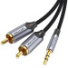 Vention Кабель AUX Audio TRS - RCAx2 M/M 3.0м, Gold-Plated, Aluminum alloy, чорний, Vention