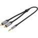 Vention Кабель AUX Audio TRS - RCAx2 M/M 3.0м, Gold-Plated, Aluminum alloy, чорний, Vention