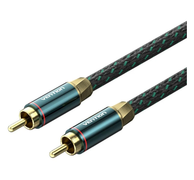 Vention Кабель AUX coaxial HiFi RCA M/M 1.0м OFC Silver, Zinc alloy, зелений, Vention