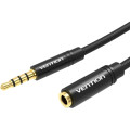Vention Кабель AUX Audio TRS M/F 5.0м Gold-Plated, нейлонове обплетення, чорний Vention
