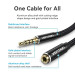 Vention Кабель AUX Audio TRS M/F 5.0м Gold-Plated, нейлонове обплетення, чорний Vention