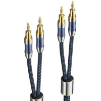 HiFi Audio Speaker Cable 2.0м,Banana 2xM/M,4N OFC Silver, Gold-Plated,TPE + обплетення,Vention