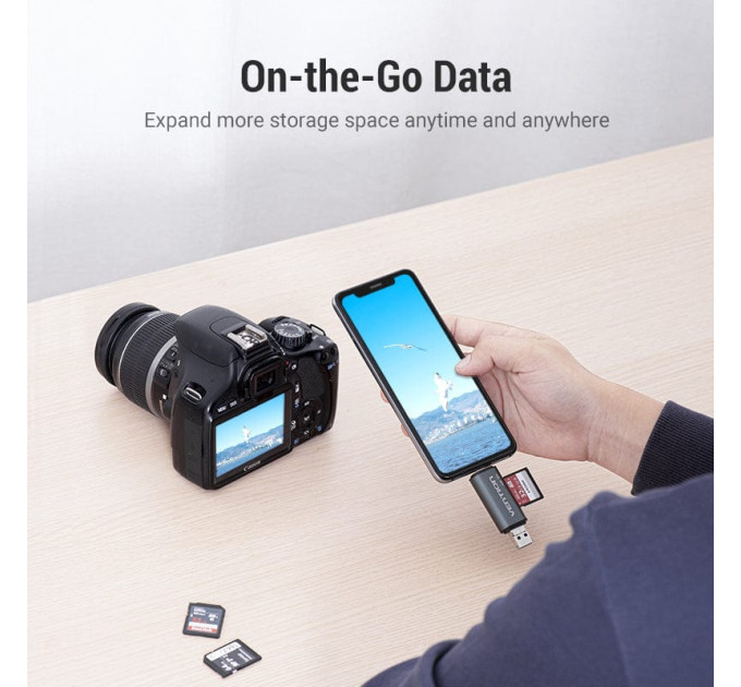 Vention Card Reader USB 3.0, 2-слота SD/TF, USB-A/USB-C/Micro USB, Aluminum Alloy ,чорний Vention
