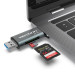 Vention Card Reader USB 3.0, 2-слота SD/TF, USB-A/USB-C/Micro USB, Aluminum Alloy ,чорний Vention