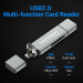 Vention Card Reader USB 2.0, 2-слота SD/TF, USB-A/USB-C/Micro-B, Aluminum  Alloy, чорний Vention