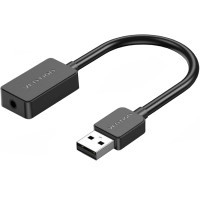 Звукова карта USB AUX jack, 1*TRS, 0.15м, OMTP/CTIA, чіп шумозаглушення,  чорна Vention