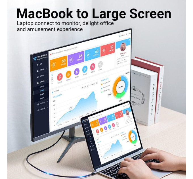 Vention Кабель USB 3.1 Type-C M - DisplayPort M, 1.0м v.1.4 4K60Hz Aluminum Alloy чорний Vention