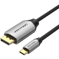 Кабель USB 3.1 Type-C M - DisplayPort M, 1.0м v.1.4 4K60Hz Aluminum Alloy чорний Vention