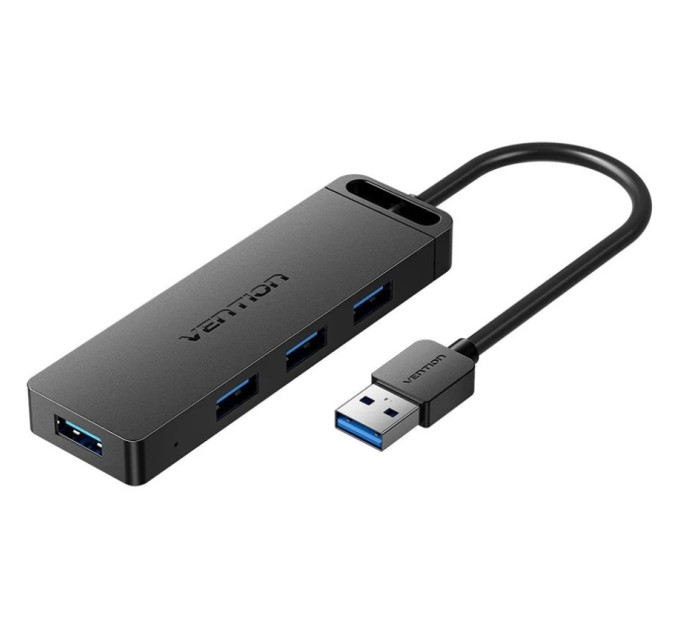 Vention Хаб USB 3.0 -> 4xUSB 3.0, 0.15м, з живленням Micro-USB,чорний Vention