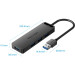 Vention Хаб USB 3.0 -> 4xUSB 3.0, 0.15м, з живленням Micro-USB,чорний Vention