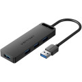 Vention Хаб USB 3.0 -> 4xUSB 3.0, 1.0м, з живленням Micro-USB,чорний Vention