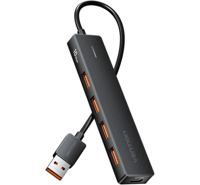 Vention Хаб USB 3.0 -> 4xUSB 3.2 Gen2, 0.15м, USB-C 10Gbps 0.15m, чорний Vention