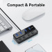 Vention Хаб USB 3.0 -> 4xUSB 3.0, з вимикачами, 1.0м, з живленням USB-С,чорний Vention