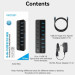 Vention Хаб USB 3.0 -> 7xUSB 3.0, з вимикачами, 1.0м, 5Gbps, активний, з адаптером 12В,чорний Vention