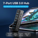 Vention Хаб USB 3.0 -> 7xUSB 3.0, з вимикачами, 1.0м, 5Gbps, активний, з адаптером 12В,чорний Vention