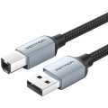 Vention Кабель USB 2.0 AM-BM, 5.0 м, 480Mbps Printer, обплетення сірий Vention