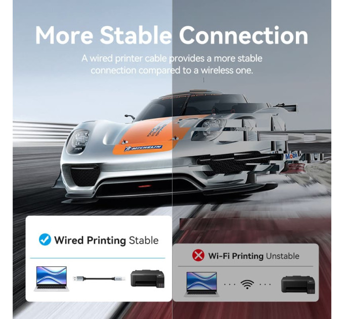 Vention Кабель USB 2.0 AM-BM, 5.0 м, 480Mbps Printer, обплетення сірий Vention
