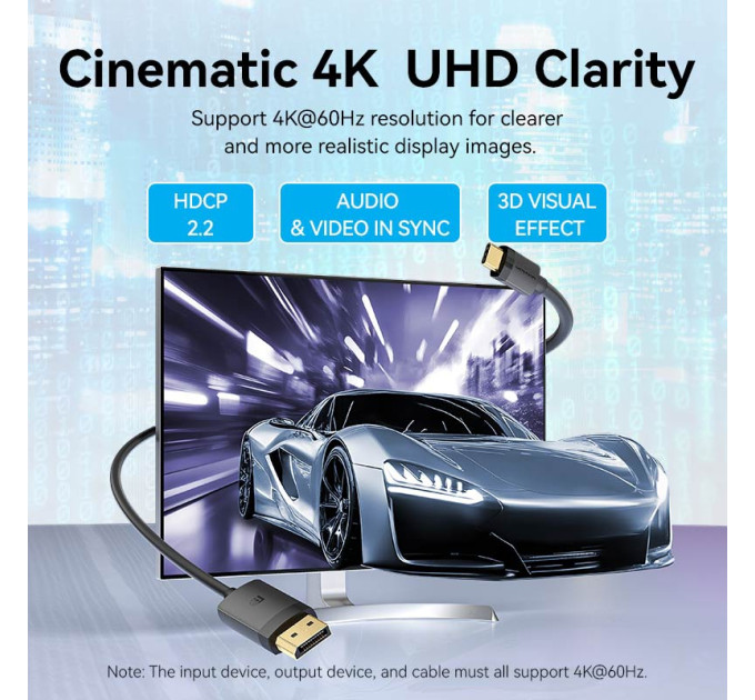 Vention Кабель USB 3.1 Type-C M - DisplayPort M, 1.0м, v.1.2, 4K60Hz, Aluminum Alloy чорний Vention