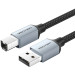 Vention Кабель USB 2.0 AM-BM, 3.0м, 480Mbps Printer, обплетення, Aluminum Alloy, сірий Vention