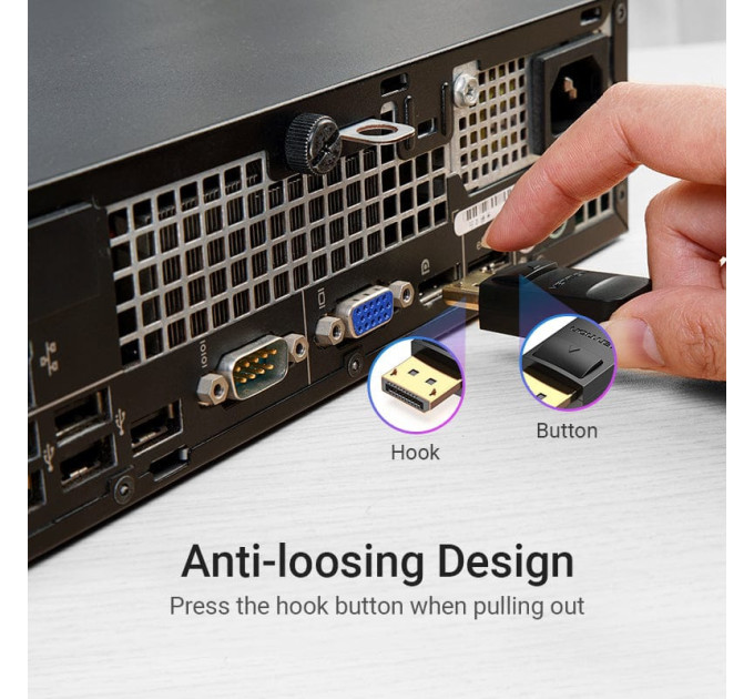 Vention Кабель Mini DisplayPort - DisplayPort M/M 2.0м, 4K 60Hz двонаправлений, чорний, Vention