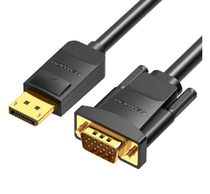 Vention Кабель DisplayPort M - VGA M, 2.0м, 1080P 60Гц, Gold-Plated, чорний Vention