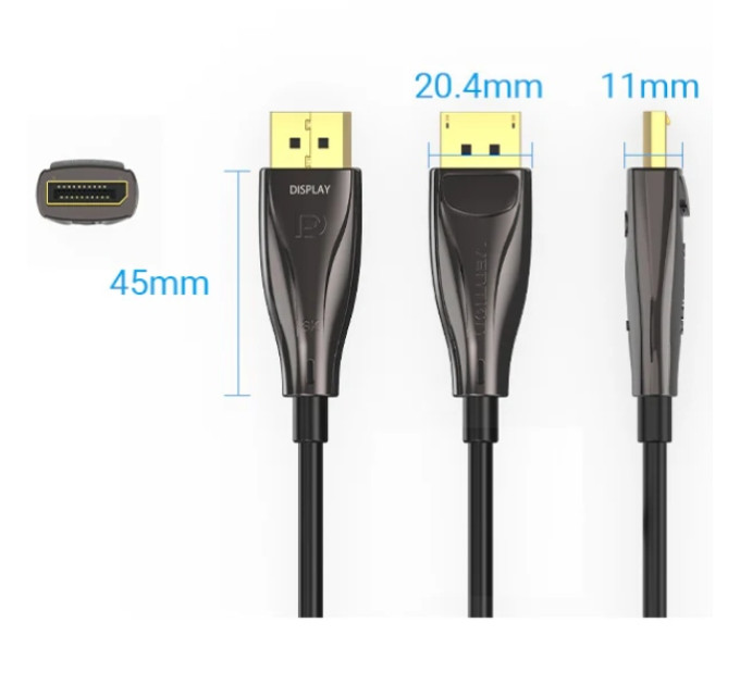 Vention Кабель DisplayPort M - M 5.0м, V1.4, optical, 8K 60 Гц, зворотня сумісність, Zinc Alloy, Vention
