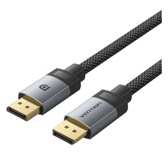 Vention Кабель DisplayPort M - M 1.0м, V2.1, 16K 60 Гц, зворотня сумісність, обплетення, чорний Vention