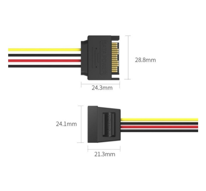 Vention Кабель SATA 15pin, M/F, 0.3 м, PVC чорний, Vention