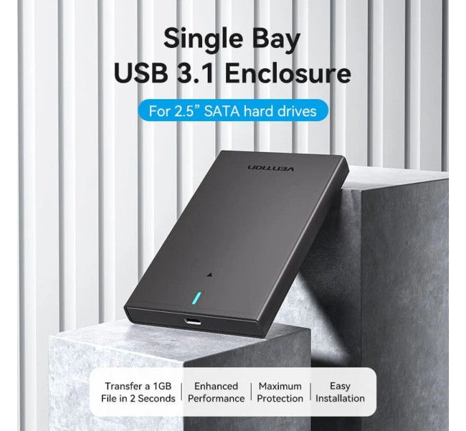 Vention Зовнішня кишеня для 2.5" HDD/SSD Type-C 3.1 Gen 2-C, 6 Gbps Black Vention