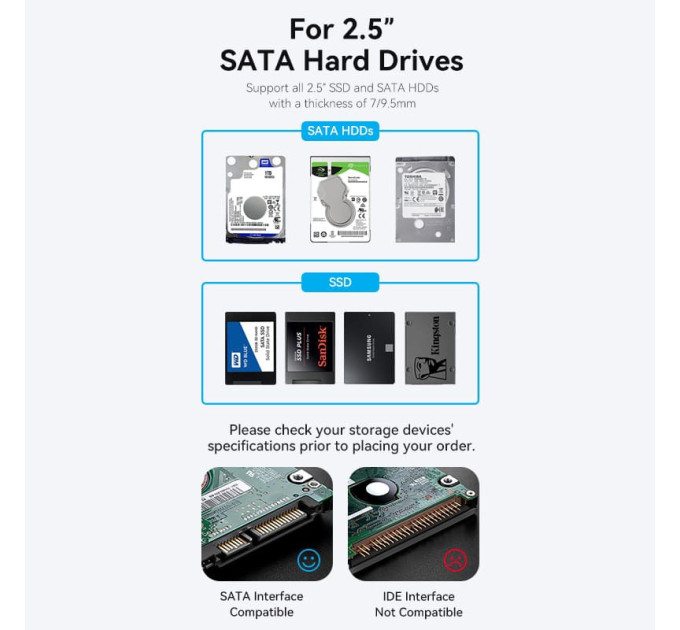 Vention Зовнішня кишеня для 2.5" HDD/SSD Type-C 3.1 Gen 2-C, 6 Gbps Black Vention