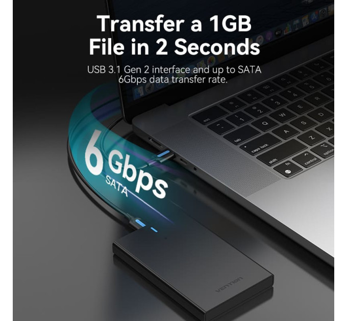 Vention Зовнішня кишеня для 2.5" HDD/SSD Type-C 3.1 Gen 2-C, 6 Gbps Black Vention