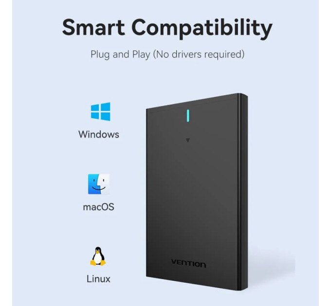 Vention Зовнішня кишеня для 2.5" HDD/SSD Type-C 3.1 Gen 2-C, 6 Gbps Black Vention