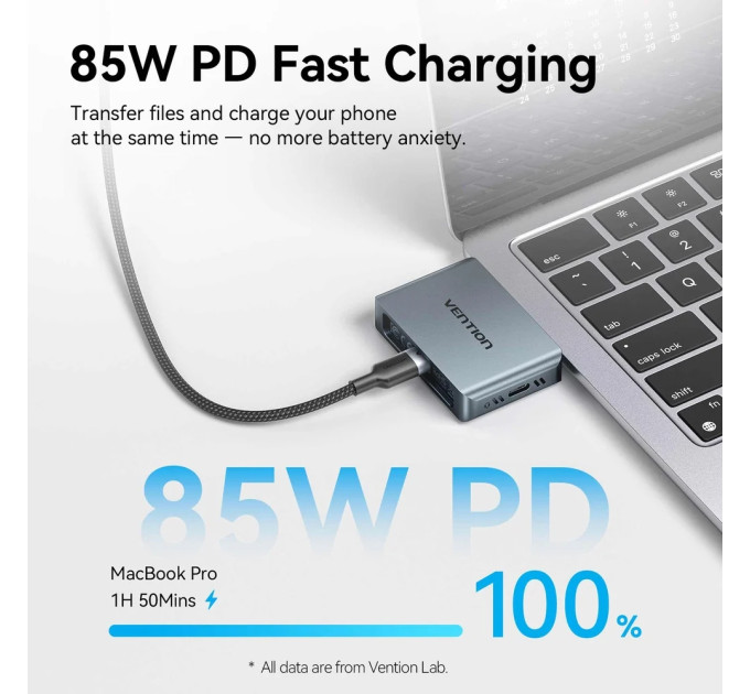 Vention Зовнішня кишеня для SSD M.2 (NVME) B&M Key/M Key,Type-С 3.2 Gen 2-C,10Gbps, живлення 85W PD, Vention