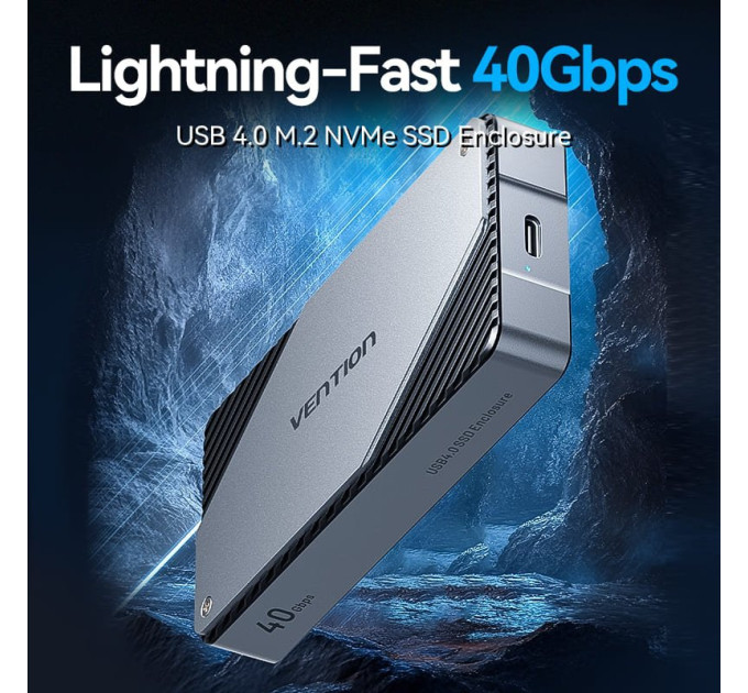 Vention Зовнішня кишеня для SSD M.2 (NVME) B&M Key/M Key USB Type-C 4.0, Aluminum Alloy, сіра Vention