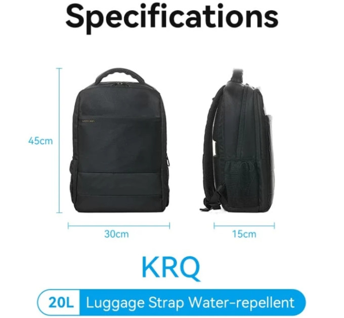 Vention Рюкзак для ноутбука 15.6" 20л, Vention KRQ, чорний